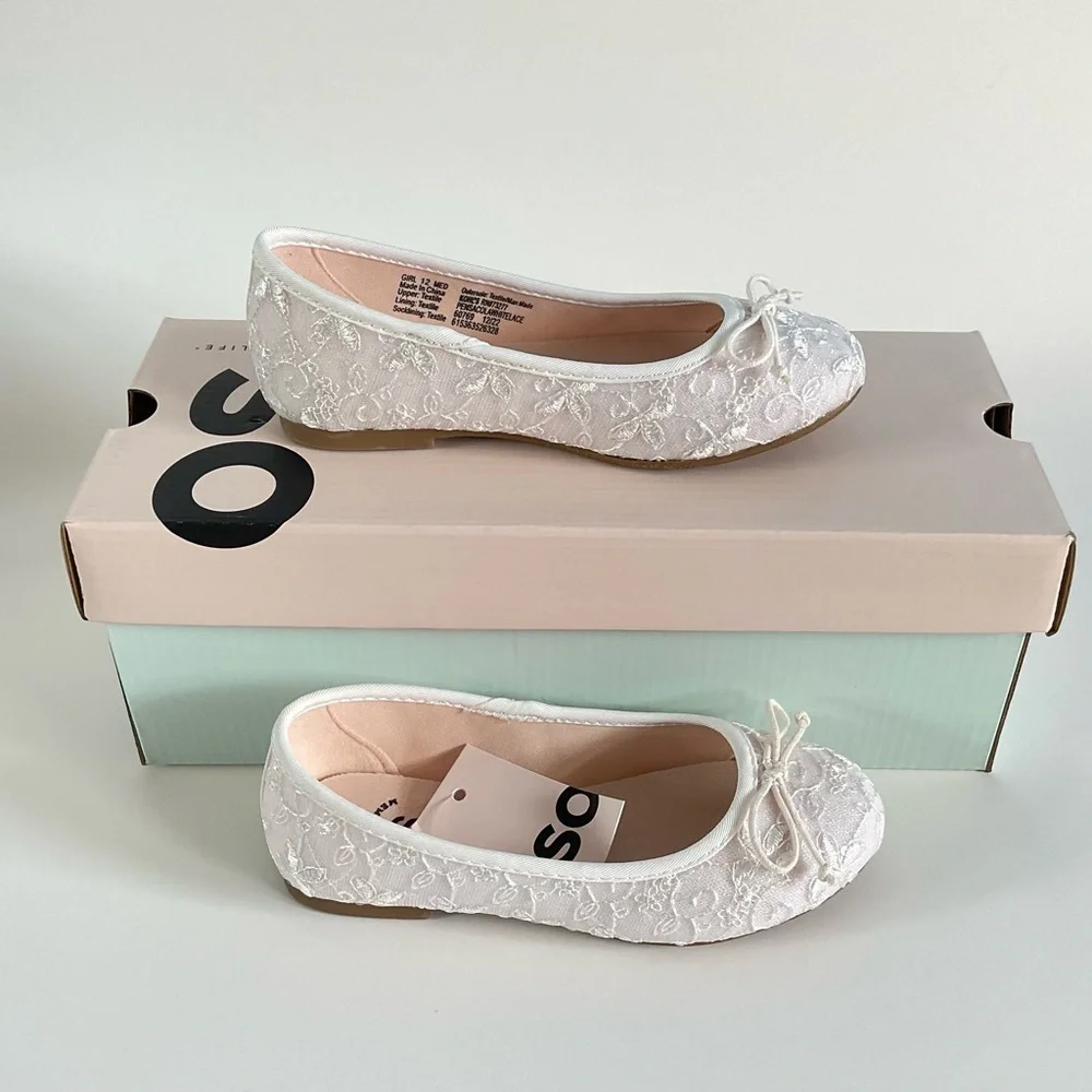 So pensacola white lace Ballet flats‎ toddler Girls shoes size 12